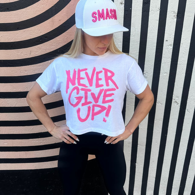 Never Give Up Crop Tee PINK